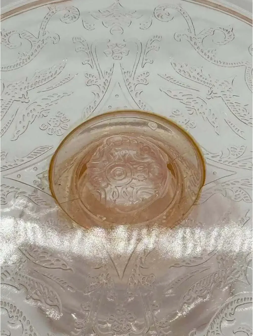 Vintage Indiana Glass Recollection Pink Madrid Footed Cake Plate Cake Stand